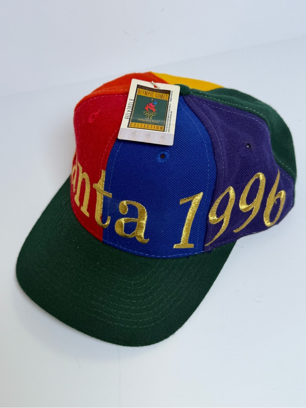 VTG 1996 Olympics Atlanta “The Game” Colorblock Pinwheel Snapback Hat Cap NWT